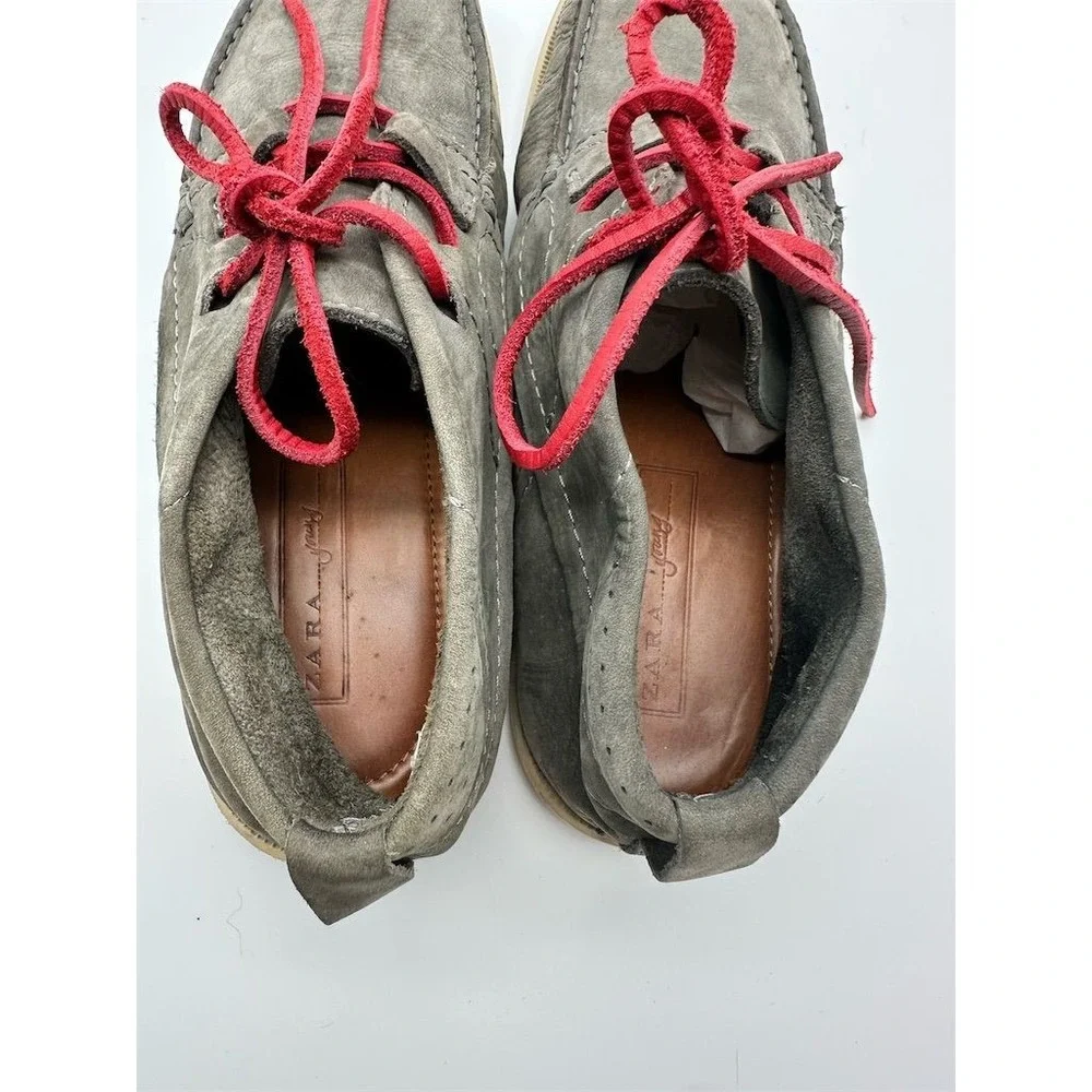 Zara Men's Gray Suede Boat‎ Shoes Size 10 Padded Insole Rubber Outsole